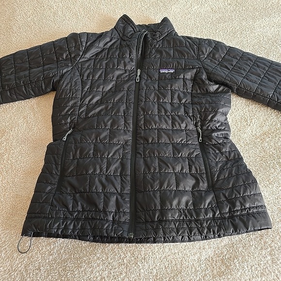 Patagonia Nano Puff Jacket Women's Size Large Black Fullzip Toggle Elastic Waist - Picture 7 of 16